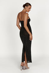 Waverly Strapless Diamante Midi Dress - Black